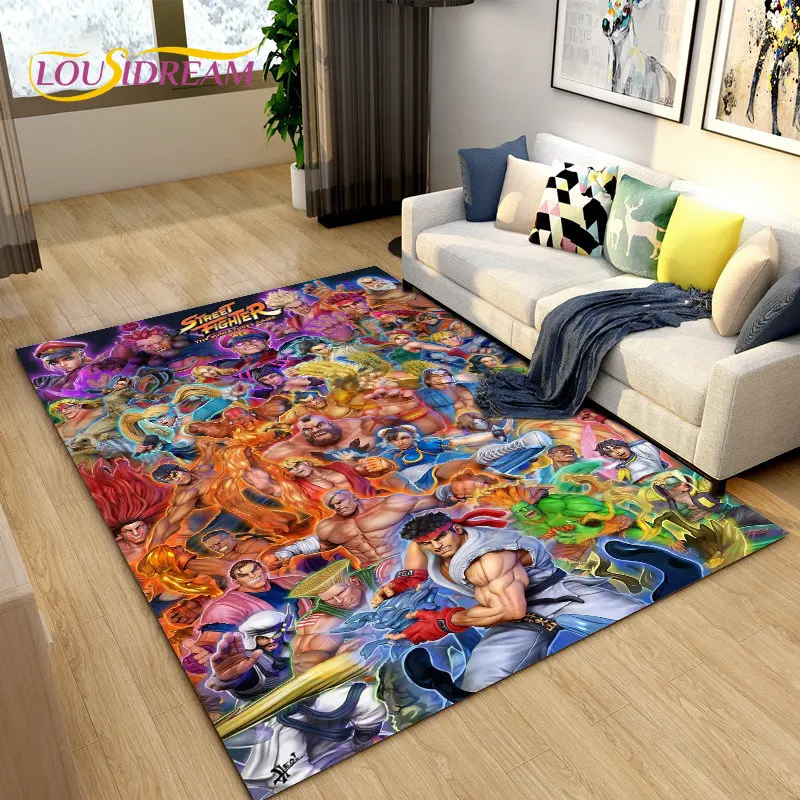 Retro Gaming Rug - Retro Game Street Fighter Gamer Area