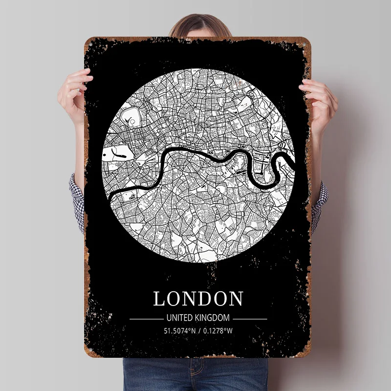 London City Map Tin Plaque Pos - Retro Gaming London recension och pris