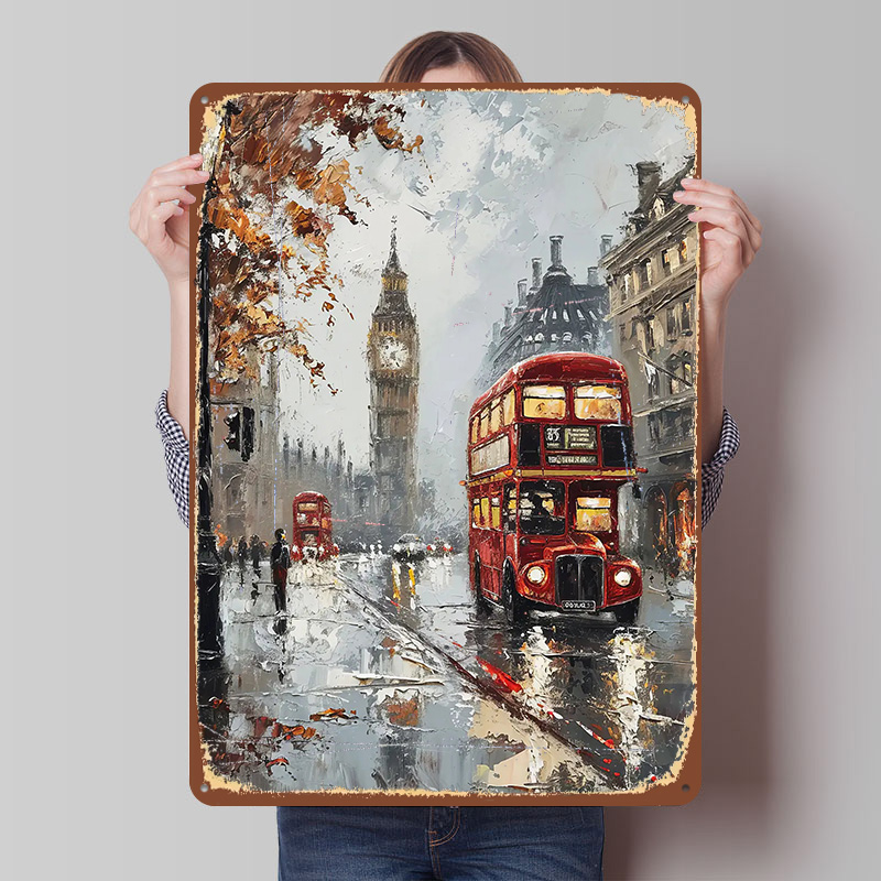 London Bus Charm Metal Poster  - Retro Gaming London recension och pris