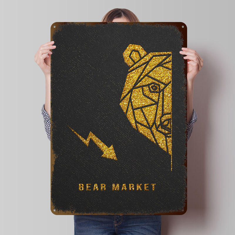 Gold Bear Market Metal Poster  - Retro Gaming Market recension och pris