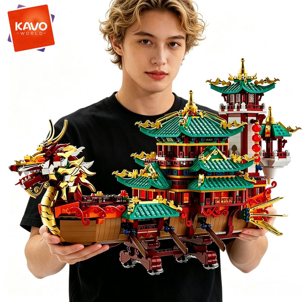 KAVOWORLD 2453pcs Dragon Boat  - Retro Gaming Cabinet recension och pris