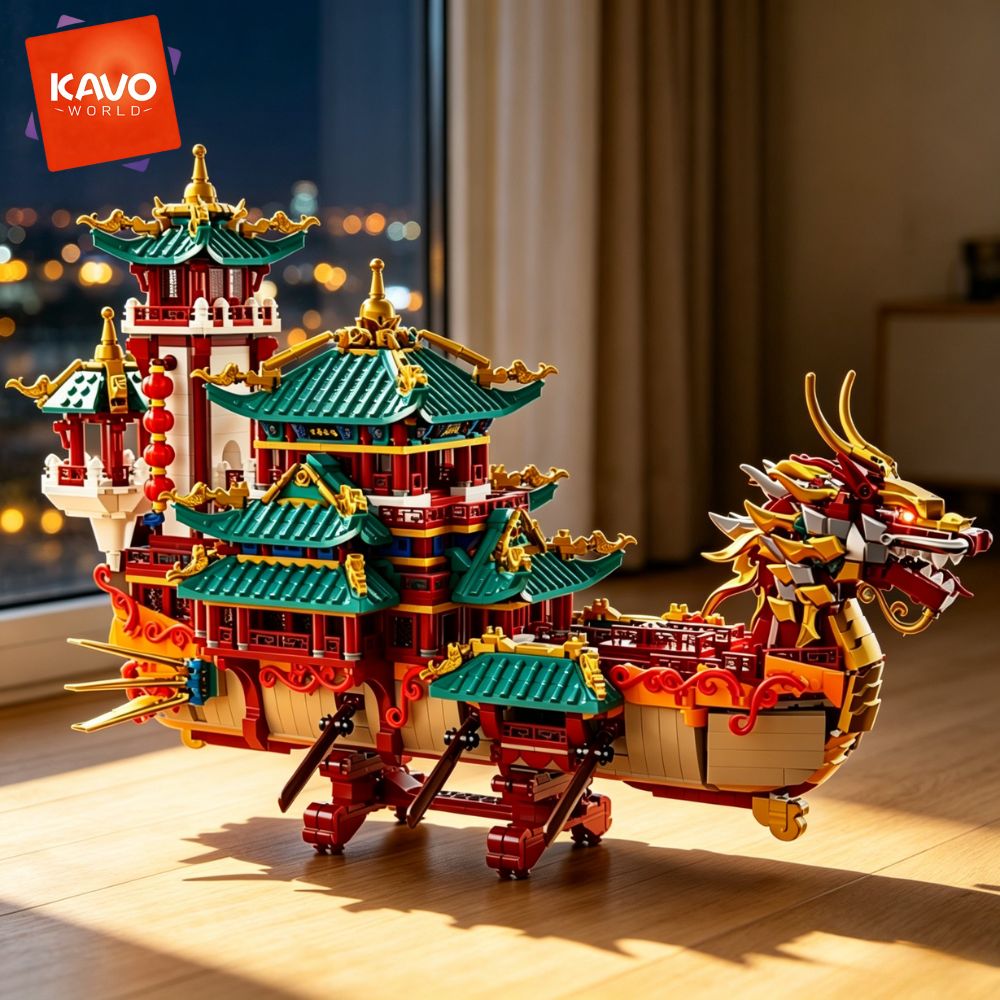 KAVOWORLD 2453pcs Dragon Boat  - Retro Gaming Cabinet recension och pris