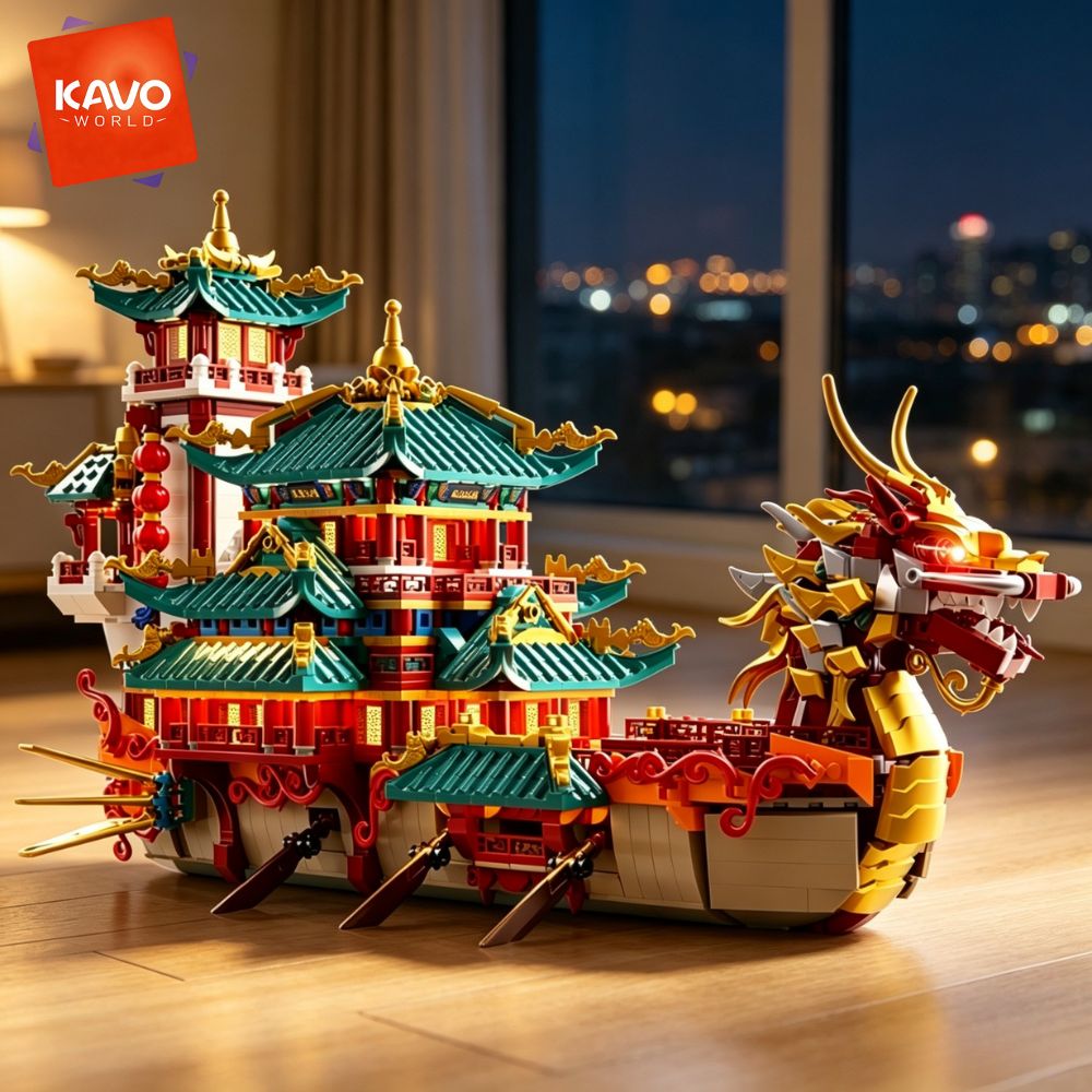 KAVOWORLD 2453pcs Dragon Boat  - Retro Gaming Cabinet recension och pris